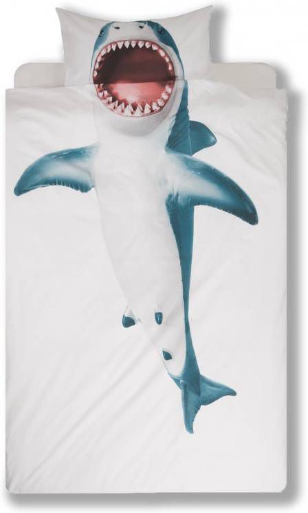 SNURK Shark dekbedovertrek 100% percale katoen Lits-jumeaux (240x200/220 cm + 2 slopen) Wit online kopen