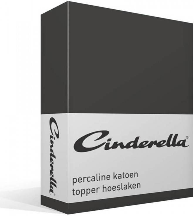 Cinderella Basic Percaline Katoen Topper Hoeslaken 100% Percaline Katoen Lits jumeaux(160x200 Cm) Anthracite online kopen