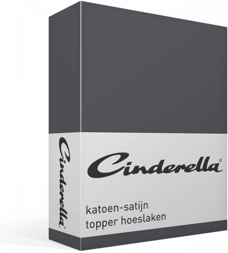 Cinderella Katoen satijn Topper Hoeslaken 100% Katoen satijn Lits jumeaux(200x220 Cm) Anthracite online kopen