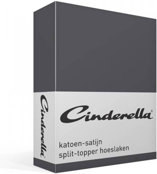 Cinderella Satijn Split topper Hoeslaken 100% Katoen satijn Lits jumeaux(160x210 Cm) Anthracite online kopen