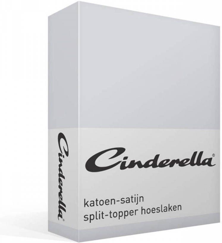 Cinderella Katoen satijn Topper Hoeslaken 100% Katoen satijn Lits jumeaux(200x220 Cm) Light Grey online kopen