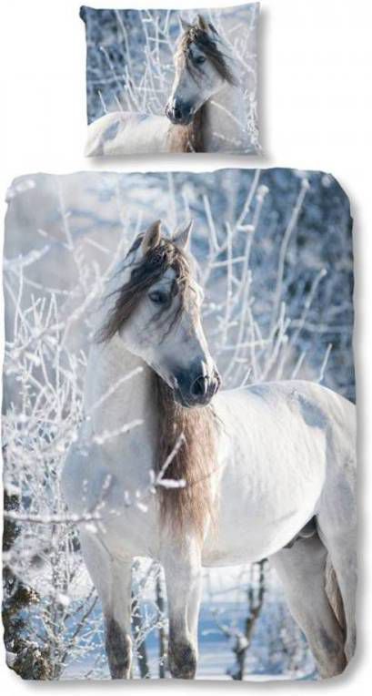 Good Morning kinderdekbedovertrek Flanel White Horse multikleur 140x200 cm Leen -