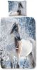 Good Morning kinderdekbedovertrek Flanel White Horse multikleur 140x200 cm Leen Bakker online kopen