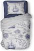 Linnick Kinder Dekbedovertrek 100% Katoen Sailor Navy/white 140x200cm online kopen