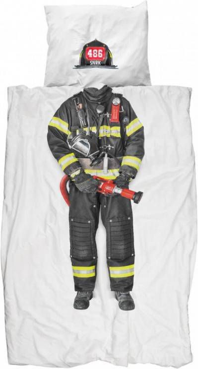 SNURK Firefighter dekbedovertrek 100% percaline katoen Lits-jumeaux (240x200/220 cm + 2 slopen) White online kopen