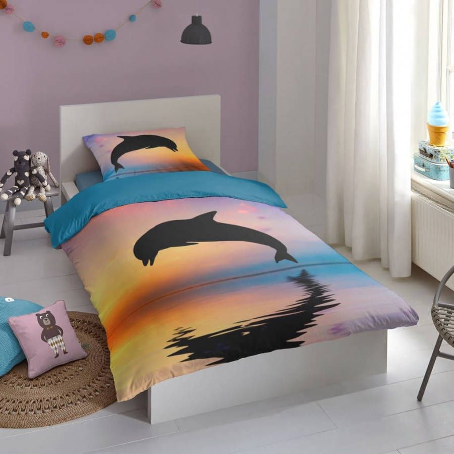 Good Morning Kinderdekbedovertrek Dolphin 140 x 200/220 cm multicolour online kopen