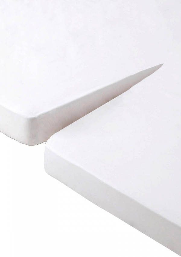 Beddinghouse Percale Katoen Split topper Hoeslaken 100% Percale Katoen Lits  jumeaux(180x210/220 Cm) White - Dekbedovertrekshoponline.nl
