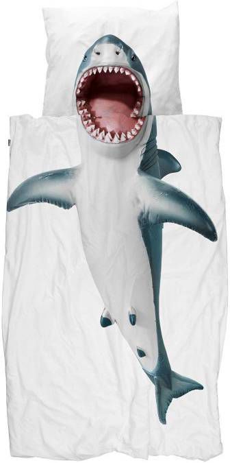 SNURK Shark dekbedovertrek 100% percale katoen Lits-jumeaux (240x200/220 cm + 2 slopen) Wit online kopen