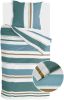 Walra dekbedovertrek Stripes and stitches wit/groen 140x200/220 cm Leen Bakker online kopen