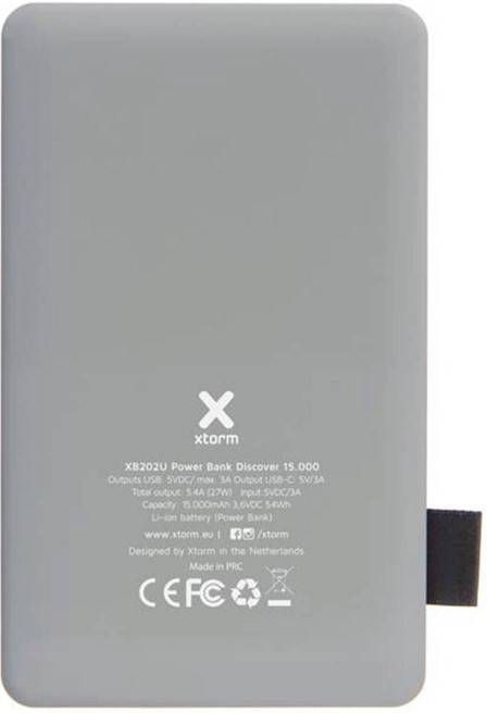 XTORM XB202U USB-C Powerbank Discover 15.000 mAh Grijs/Wit -  Dekbedovertrekshoponline.nl
