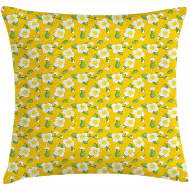 ABAKUHAUS Jasmin Kussenhoes – Dubbelzijdig – 40x40 cm – Geel-Groen Aarde Geel Groen