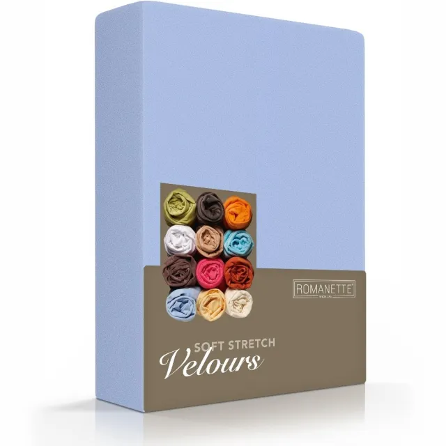 Romanette Luxe Hoeslaken Velours - Blauw - 140x200 cm - Velours - Romanette