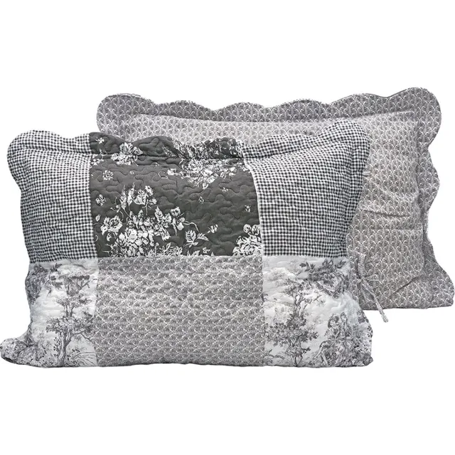 Lavandoux Kussenslopen - Toile de Jouy - 60x70 - Grijs - Set van 2 Grijs, Wit