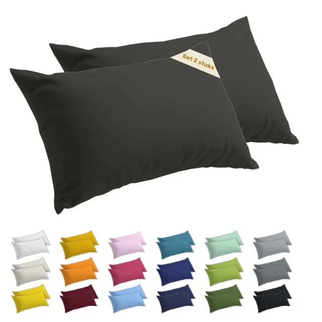 lavea Kussenslopen 40x80 cm Set van 2 – Kussenhoezen van 100% Zachte en Ademende Jersey Katoen met YKK Ritssluiting – Antraciet