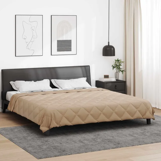 vidaXL Vol jaar dekbed 200 x 220 cm 300 gsm Microvezel Taupe