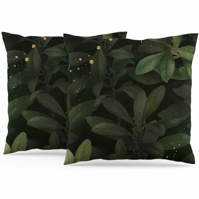 Ibenzoa Luxueuze Groene Decoratieve Kussenslopen met Bladmotief voor Stijlvolle Interieurdecoratie - Set van 2, 40 x 40 cm kleur