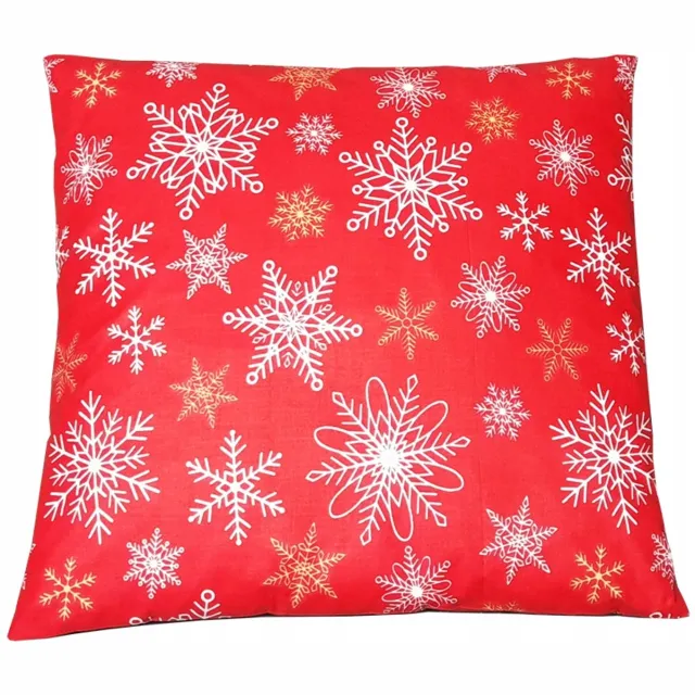 FPH Świat Natalii Katoenen Kussensloop 45x45 cm - Rode Sneeuwvlok - 100% Katoen Rood