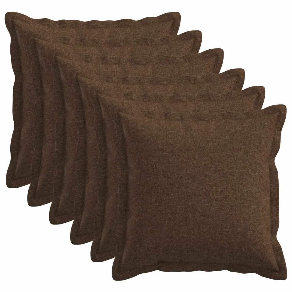 vidaXL Kussensloop 6 st HOUTEN Bruin 30 x 30 cm Faux Linnen
