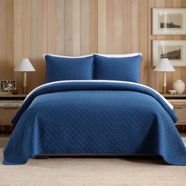 Unyqoos Luxueuze Katoenen Sprei Set voor met Kussenslopen – Elegant en Comfortabel blauw
