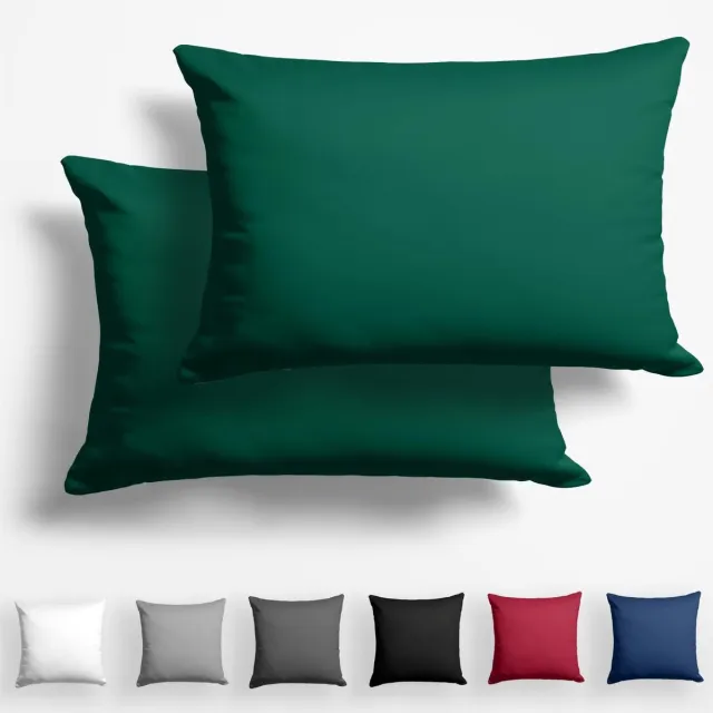 Famanu Set van 2 Mako satijnen kussenhoezen, 100% katoen, 40 x 60 cm, bosgroen groen