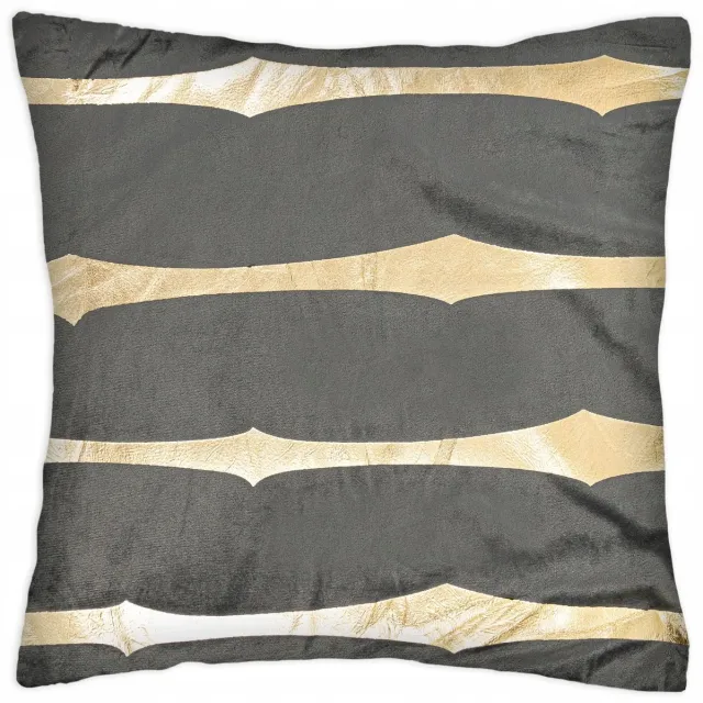 LOZKOHOLICY.PL Decoratieve Kussenhoes 40x40 cm - Tala Velvet met Glanzend Patroon Donkergrijs met goudkleurig patroon