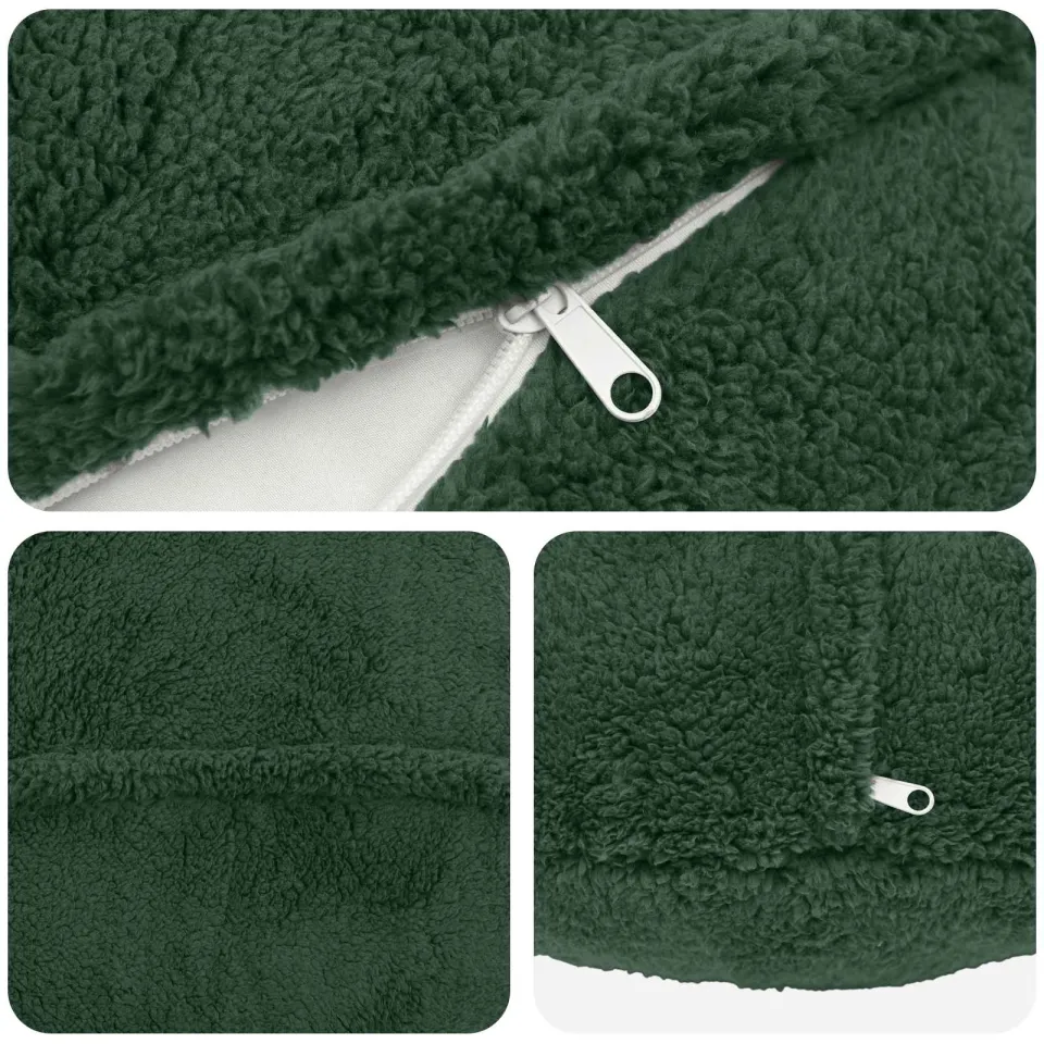 vidaXL Kussensloop 2 st HEERLEN Donkergroen Dia. 60 cm Bouclé groen, foto 4