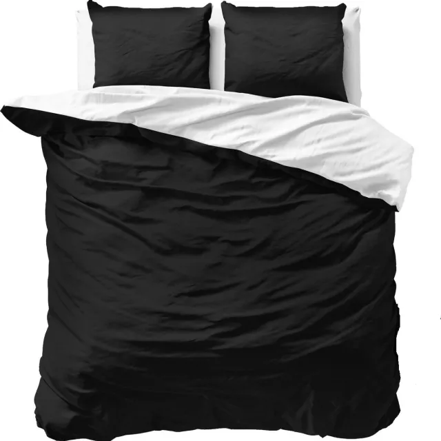 decoware Dekbedovertrek Double Face 240x220 cm - Zwart/Wit - Katoen - Met Kussenslopen - Lits-jumeaux