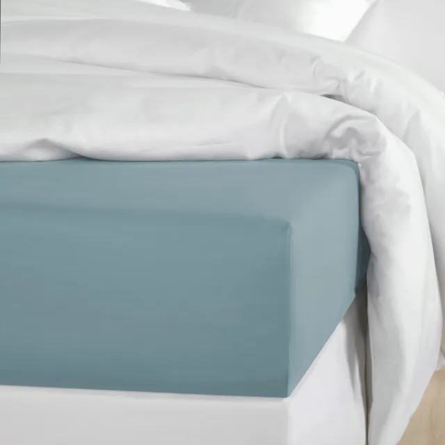 De Witte Lietaer Hoeslaken Olivia Arctic - 160 x 200/220 x h 30 - Blauw - Katoen Satijn