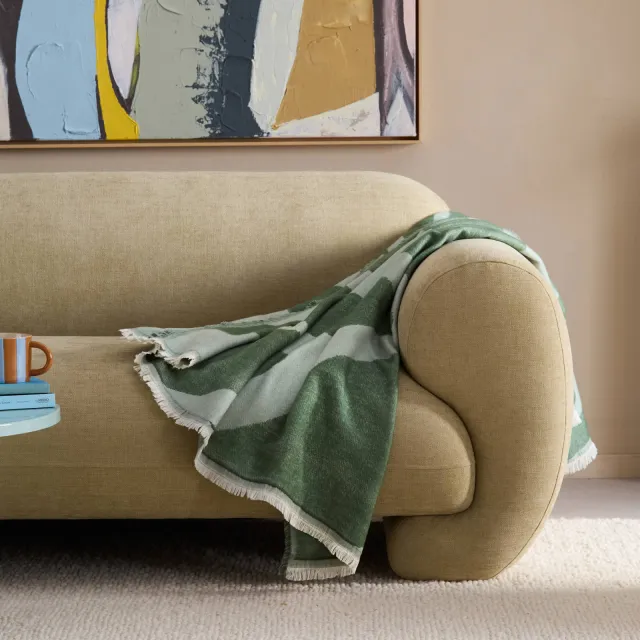 NOUS Living Lentini plaid met blad groen, foto 2