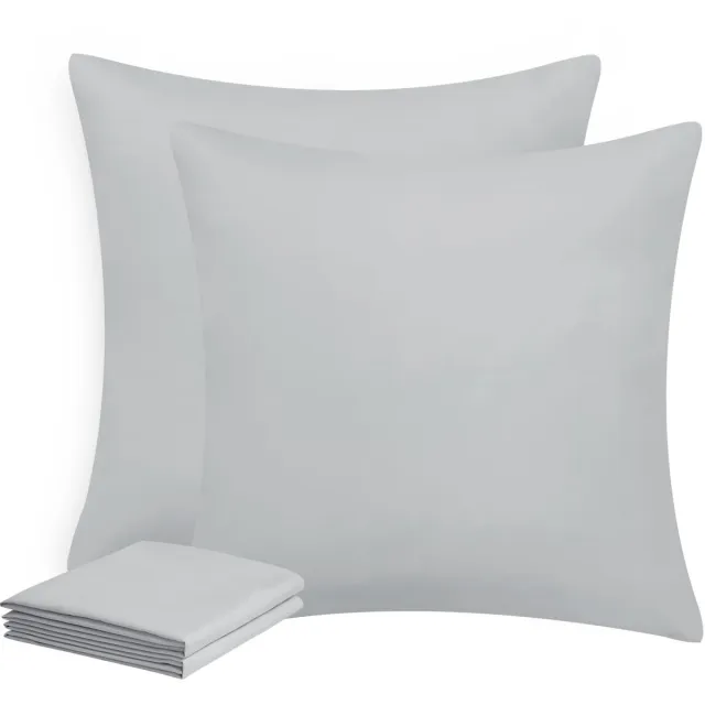Ibenzoa Set van 2 Hoofdkussenslopen 80x80 cm, Lichtgrijs, Microvezel, Ritssluiting, ÖkoTex