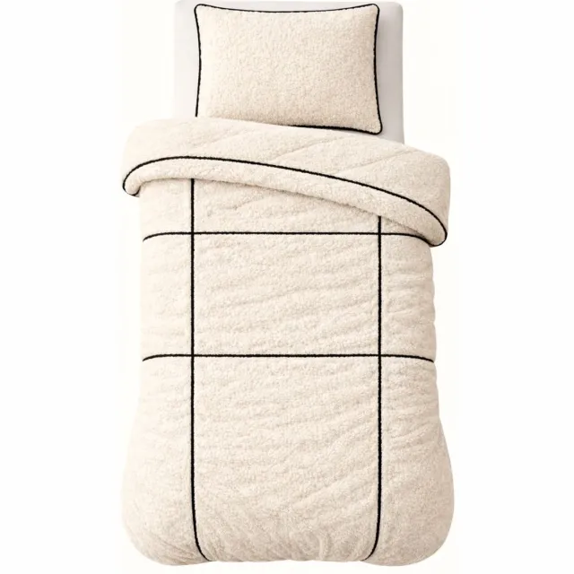 Sleeps Teddy Trim Dekbedovertrek - 140x200/220 - Beige - Super Zacht en Warm