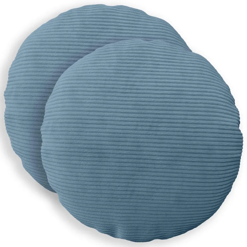 vidaXL Kussensloop 2 st HEERLEN Blauw Dia. 40 cm corduroy, foto 3