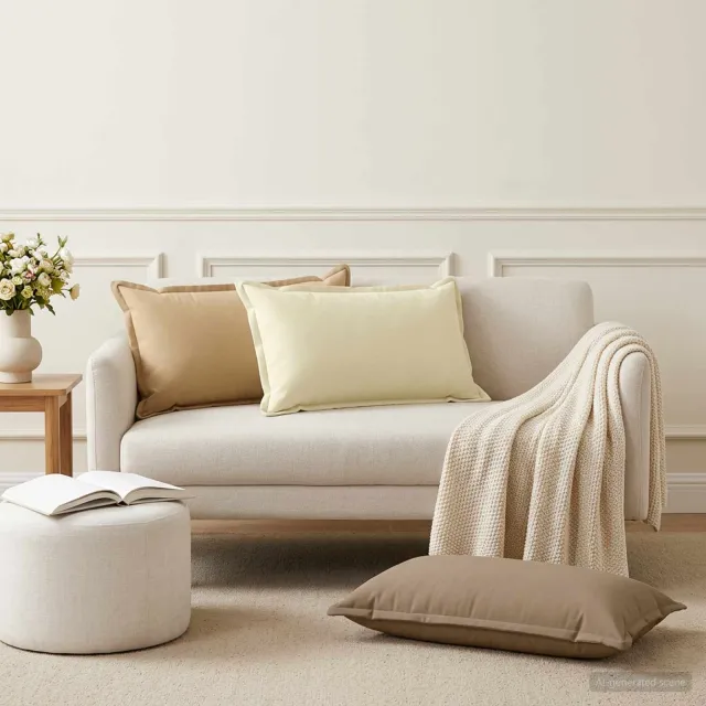 vidaXL Kussensloop 6 st HOUTEN Beige 40 x 80 cm Polyester