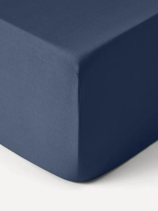 Westwing Collection Boxspring hoeslaken Comfort, katoensatijn Blauw