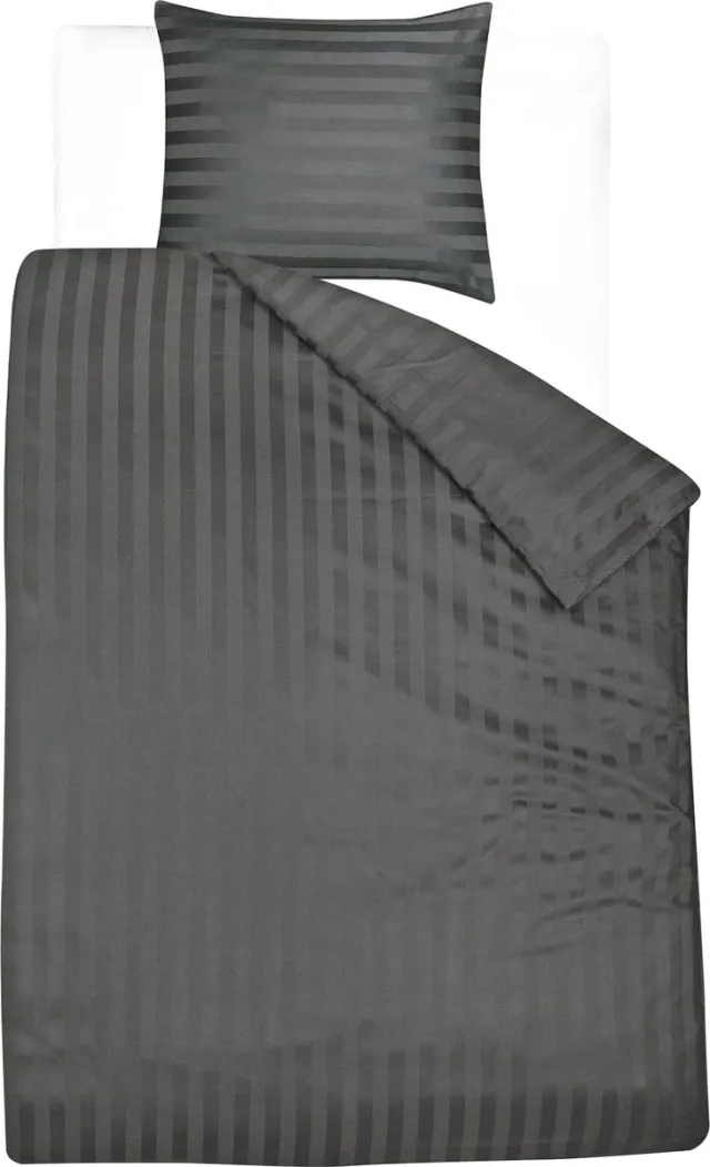 Homéé® Hotel Dekbedovertrekset CVC 27mm satijn streep 140g.m2 antraciet eenpersoons 140x200/220 + 1 sloop 60x70 cm