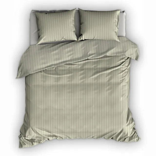 Satin D Or Satin d'Or Satijnstreep - Dekbedovertrek - Lits-jumeaux - 260x200/220 cm + 2 kussenslopen 60x70 cm - Khaki