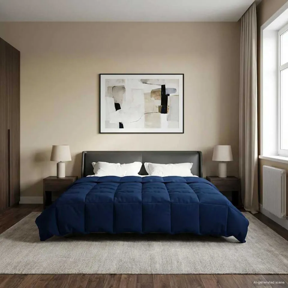 vidaXL Zomer Dekbed 220 x 240 cm Zomer Microfiber (100% polyester) blauw, foto 4