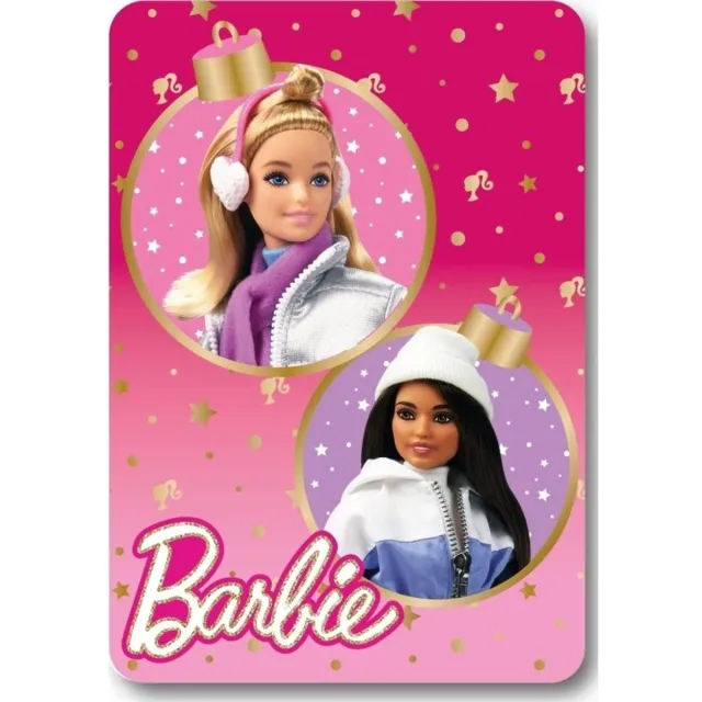 Barbie Winter Christmas Fleece deken 100 x 140 cm Roze