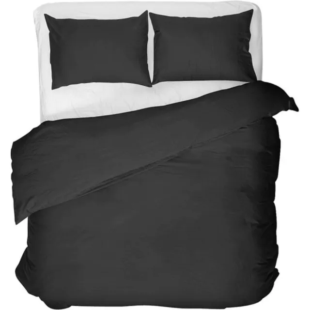 Droomtextiel Luxe Egyptische Katoenen Dekbedovertrek Zwart Lits-Jumeaux 240x200/220 cm - Zeer Hoogwaardige Kwaliteit - Super Zacht