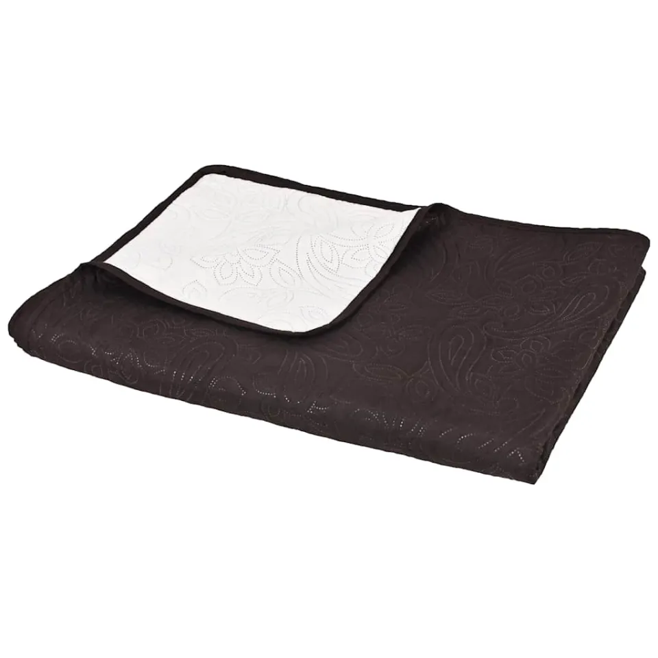 vidaXL Bedsprei dubbelzijdig 170x210 cm quilt crème en bruin, foto 2