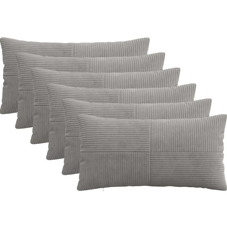 vidaXL Kussensloop 6 st ALMELO Lichtgrijs 40 x 70 cm corduroy, foto 3