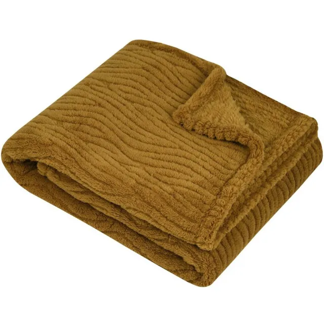 Textiles Plaid / bankdeken / bedsprei Columbia - camel - 180 x 220 cm - zachte polyester stof - 2 persoons