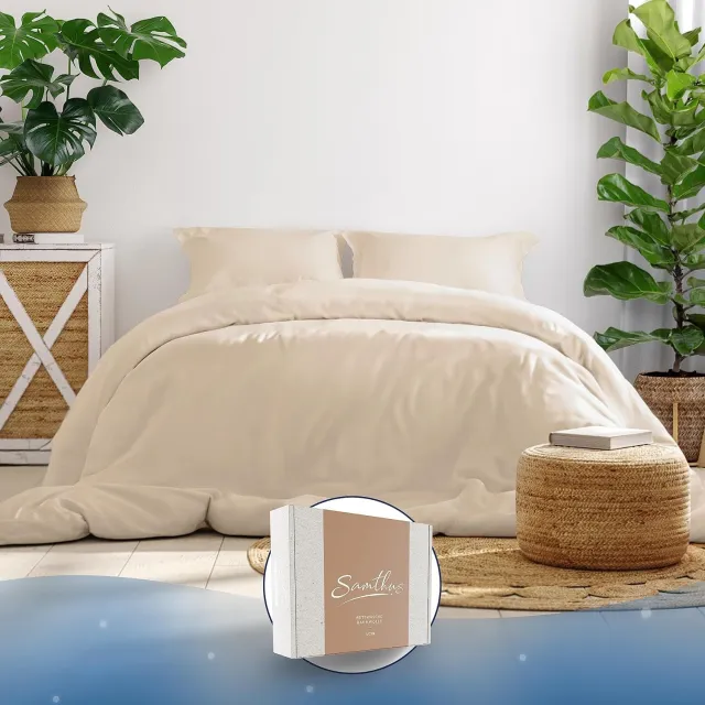 Samthus Satijnen Beddengoed Set 135x200cm Beige - 100% Katoen