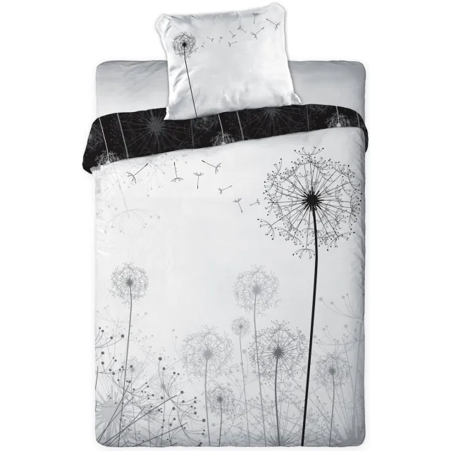 Faro Dekbedovertrek Paardenbloem - Eenpersoons - 140 x 200 / 70 x 90 cm - Katoen Zwart;Wit