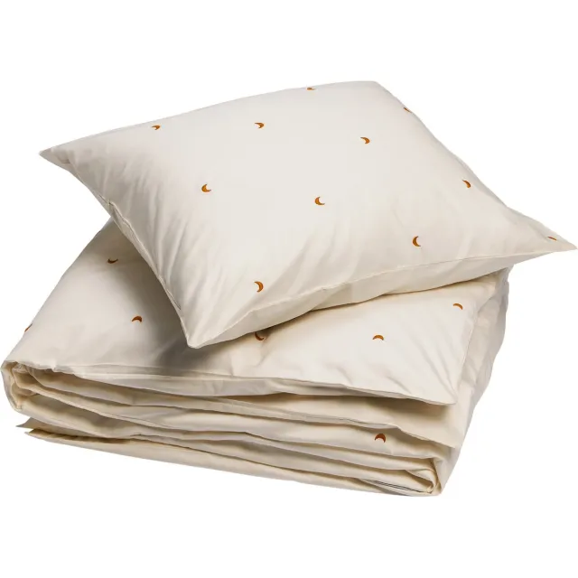 Yumeko dekbedovertrek katoensatijn warm wit/ochre moon + 1/ - Bio, eco & fairtrade Warm White-Ochre Moon