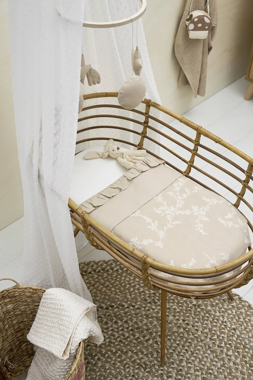 Meyco Branches wiegdeken beige/wit, foto 3