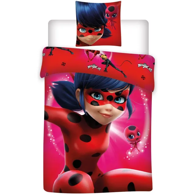Miraculous Ladybug - Jump - Dekbedovertrek - Eenpersoons - 140 x 200 cm - Rood