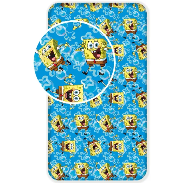 Spongebob Squarepants Hoeslaken Dance - Eenpersoons - 90 x 200 cm - Katoen Blauw