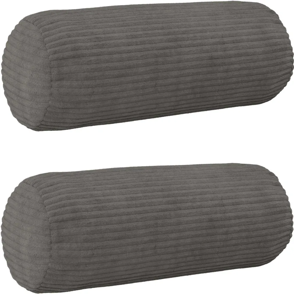 vidaXL Kussensloop 2 st HEERLEN Donkergrijs Ø 15 x 40 cm corduroy