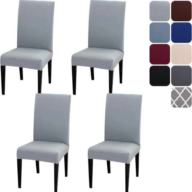 Maisentiel Elastische stoelhoezen voor eetkamerstoelen – 4 stuks, Dacron, grijs